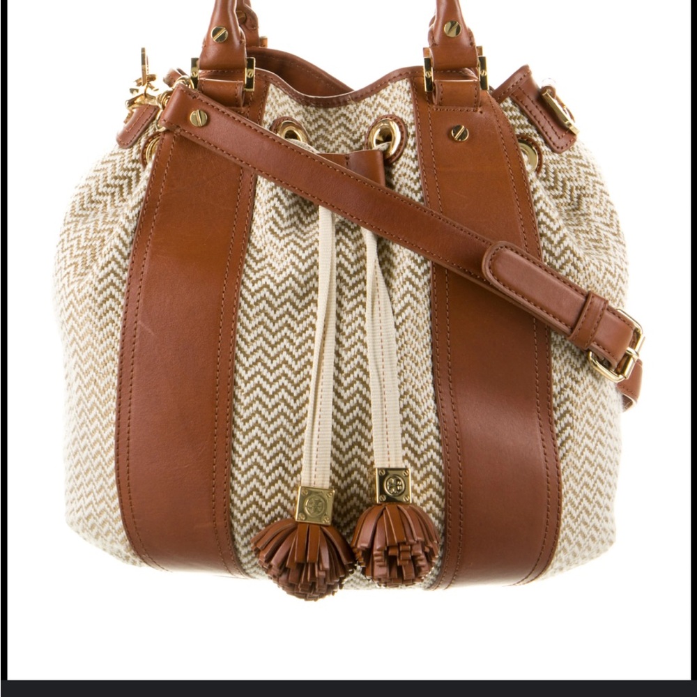 Tory Burch Tan and Cream Shoulder Bag